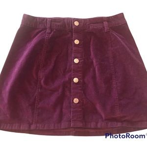 Celebrity Pink Mini Skirt Burgundy Wine Short 5/27 Button Front Corduroy Juniors